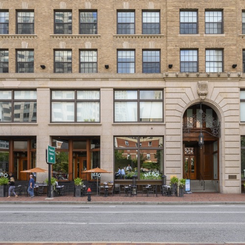 Lofts at Atlantic Wharf entrance shot from across the street