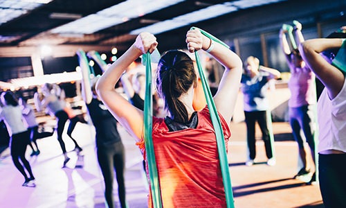 Group of people in a fitness class 